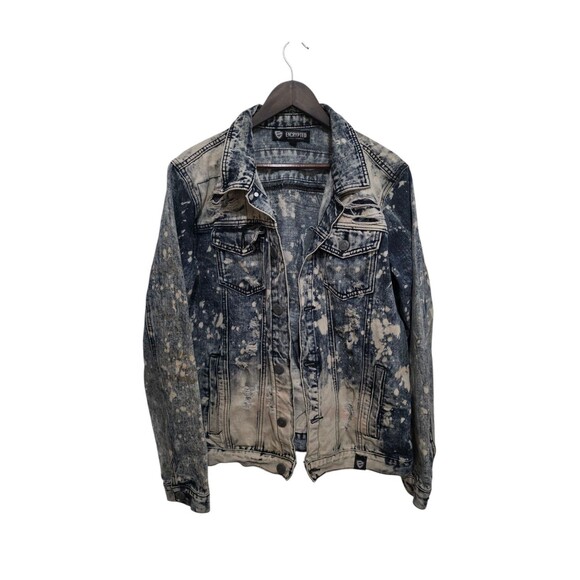 Encrypted Supply Company Extra Distressed Bleach Splattered Denim Jacket XL - Picture 1 of 9